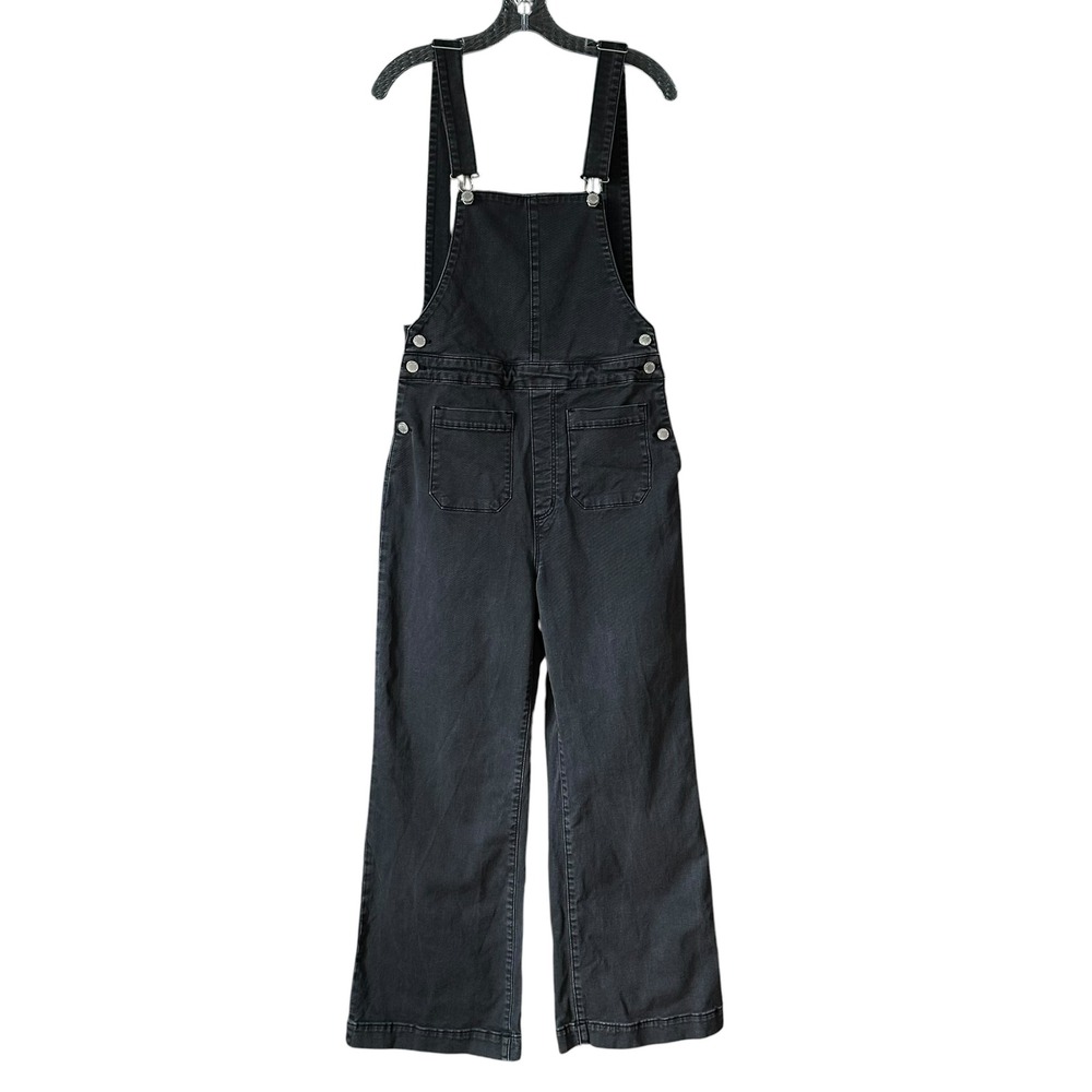 Rolla's High Rise Wide Leg Denim Overalls Faded Washed Black Size 12/L